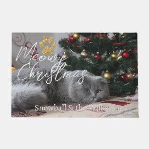 Meowy Christmas Custom Cat Foto & Paw Fußmatte