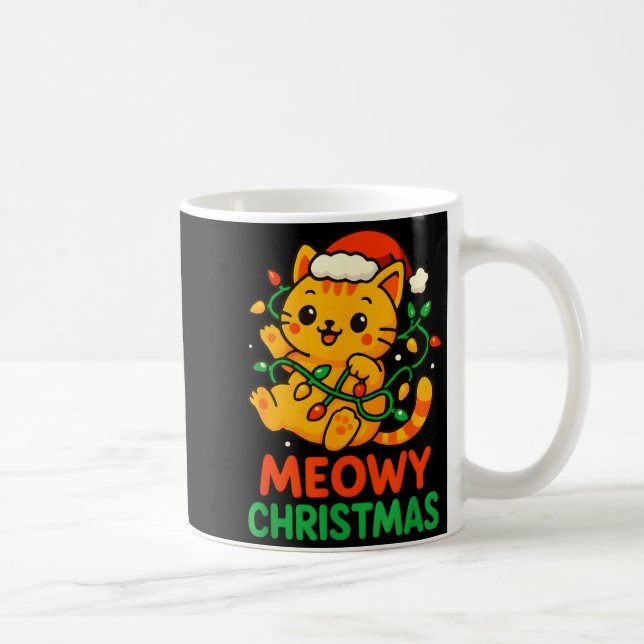 Meowy Christmas Cute Orange Tabby Cat  Kaffeetasse (Rechts)