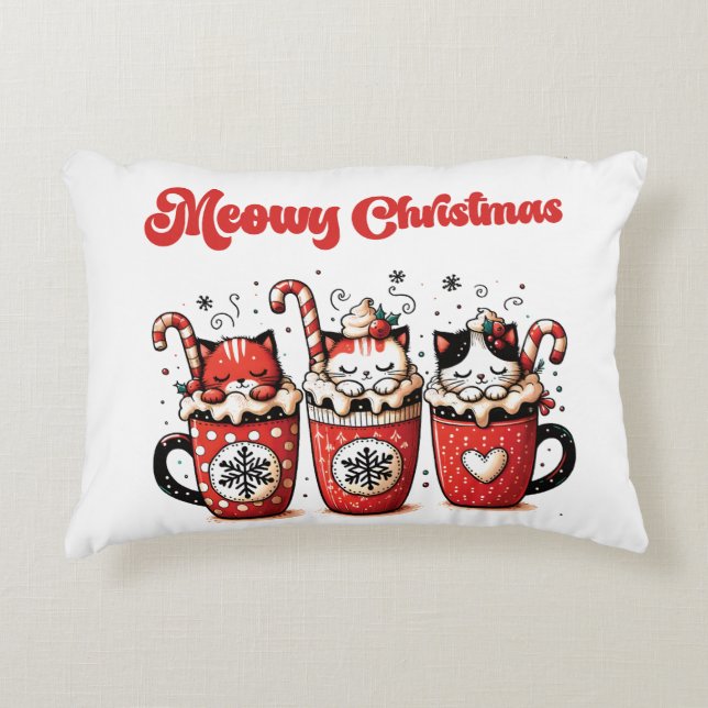 Meowy Christmas Dekokissen (Vorderseite)