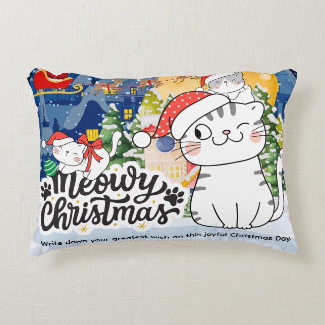 Meowy Christmas Dekokissen (Vorderseite)