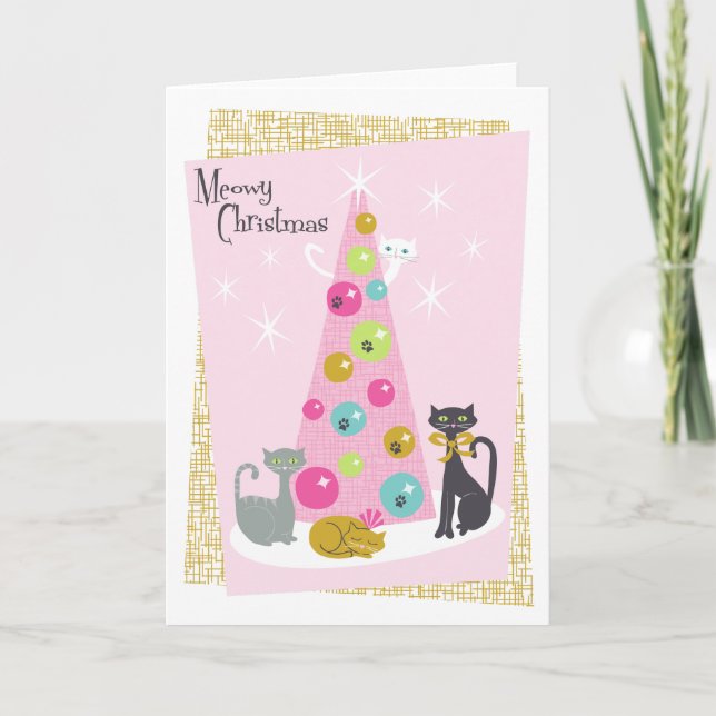 "Meowy Christmas" Faltkarte Dankeskarte (Vorderseite)
