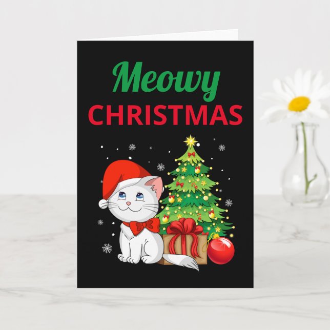 Meowy Christmas Faltkarte Karte (Kleine Pflanze)