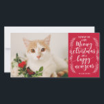 Meowy Christmas Feiertagskarte<br><div class="desc">Wünschen Sie Ihren Freunden und Ihrer Familie ein gemütliches Weihnachtsfest mit einer personalisierten Urlaubskarte mit dem Namen und dem Foto Ihrer Katze!</div>