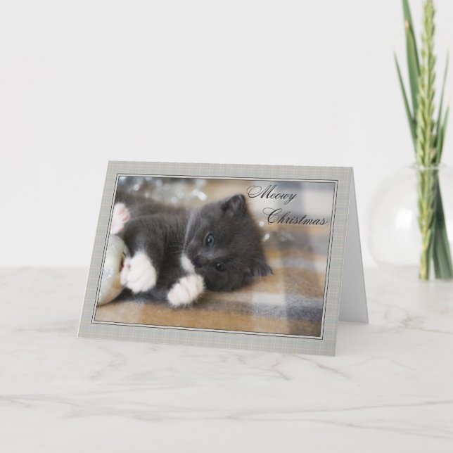 Meowy Christmas Feiertagskarte (Vorderseite)