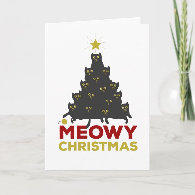 Meowy Christmas Feiertagskarte (Vorderseite)