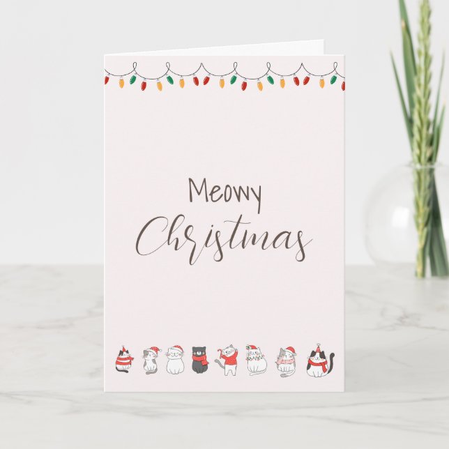 Meowy Christmas Feiertagskarte (Vorderseite)
