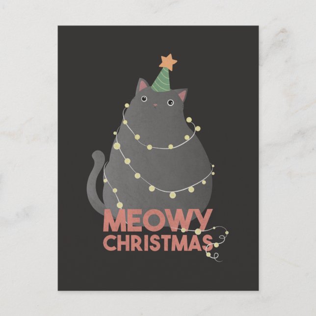 Meowy Christmas Feiertagspostkarte (Vorderseite)