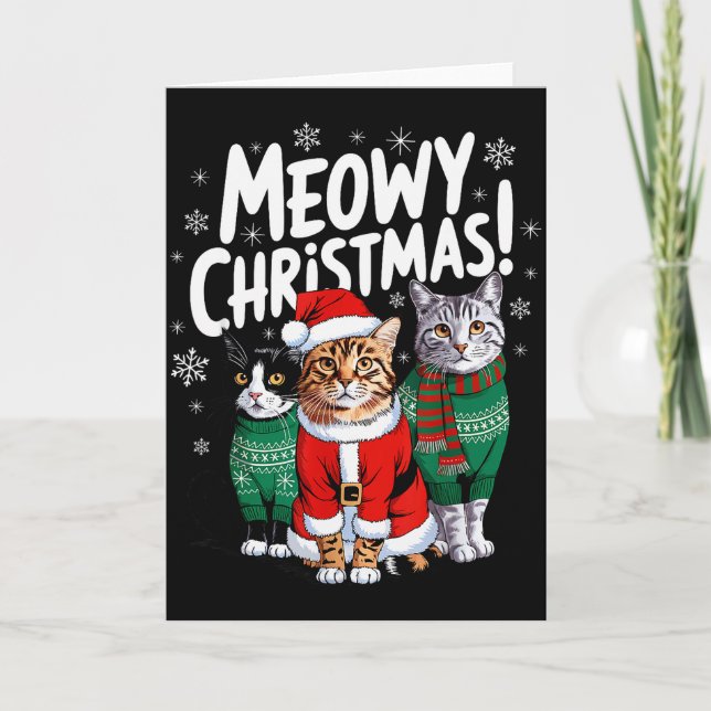 Meowy Christmas Funny Cat Christmas Holiday Xmas S Karte (Vorderseite)