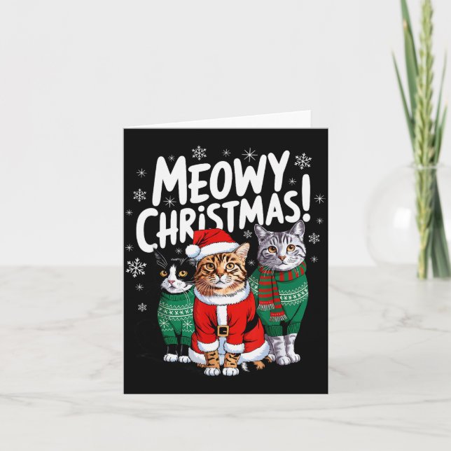 Meowy Christmas Funny Cat Christmas Holiday Xmas S Karte (Vorderseite)