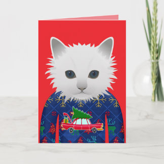 MEOWY CHRISTMAS FUNNY CAT GREETING CARD KARTE