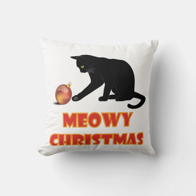 Meowy Christmas Funny Cat Kissen (Vorderseite)