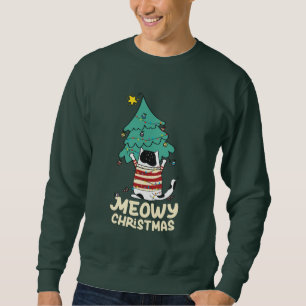 Meowy Christmas Funny Cat Lover Sweatshirt