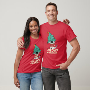 Meowy Christmas Funny Cat Lover T-Shirt