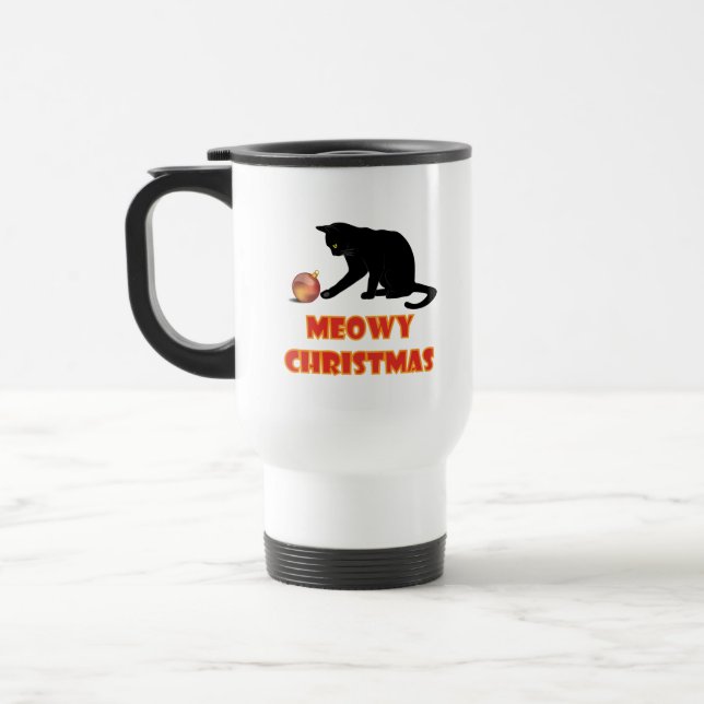 Meowy Christmas Funny Cat Reisebecher (Links)