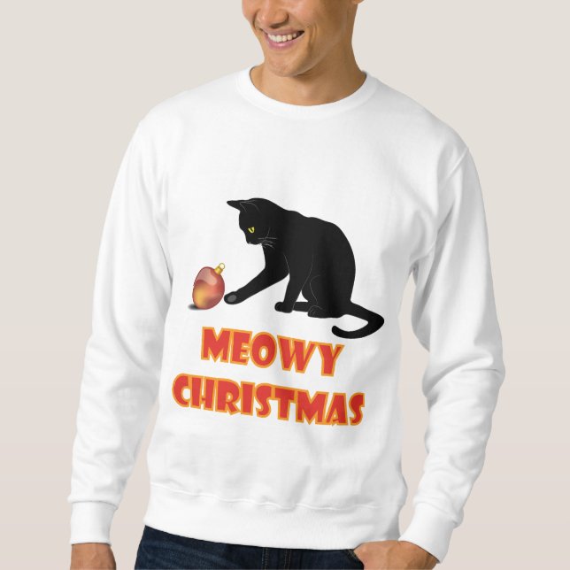 Meowy Christmas Funny Cat Sweatshirt (Vorderseite)