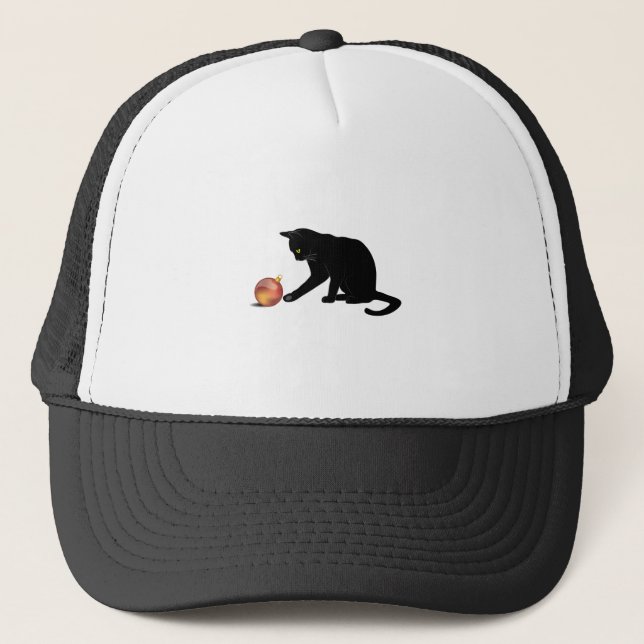 Meowy Christmas Funny Cat Truckerkappe (Vorderseite)