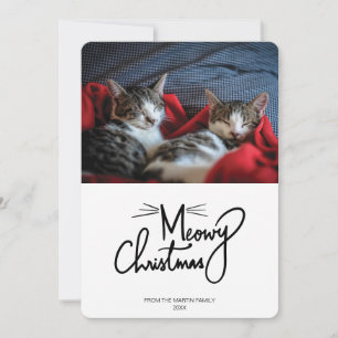 Meowy Christmas   Funny Cat Weihnachtsfotokarte Feiertagskarte