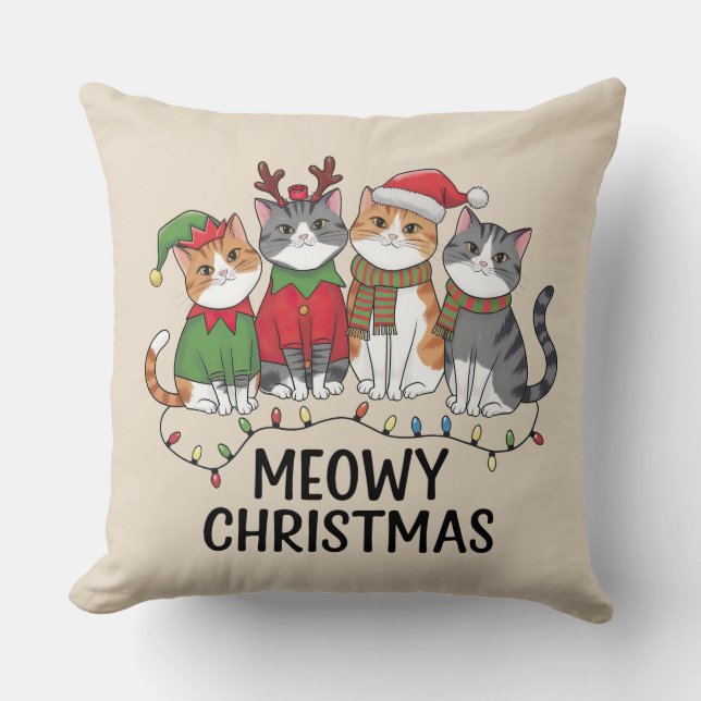 Meowy Christmas Funny Cats - Cute Holiday  Kissen (Vorderseite)