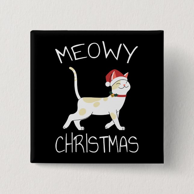 Meowy Christmas - Funny Christmas 2022 Button (Vorderseite)