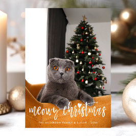 Meowy Christmas Funny Modern Script Pet Cat Foto Feiertagskarte