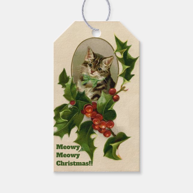Meowy Christmas Geschenkanhänger (Vorderseite)