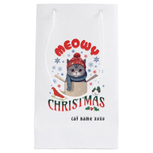 Meowy Christmas Grumpy Gray Cat Tasse Kleine Geschenktüte