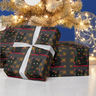 Meowy Christmas Katzenliebhaber Schwarzkatze Geschenkpapier
