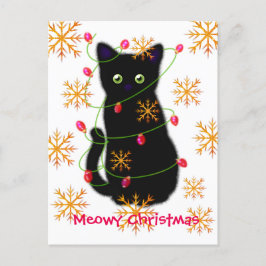 Meowy Christmas | Katzenliebhaber | Schwarzkatze Postkarte