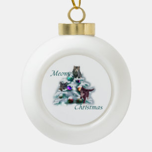 Meowy Christmas Keramik Kugel-Ornament