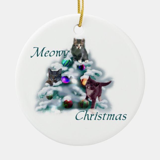 Meowy Christmas Keramik Ornament (Vorne)