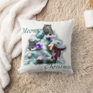 Meowy Christmas Kissen
