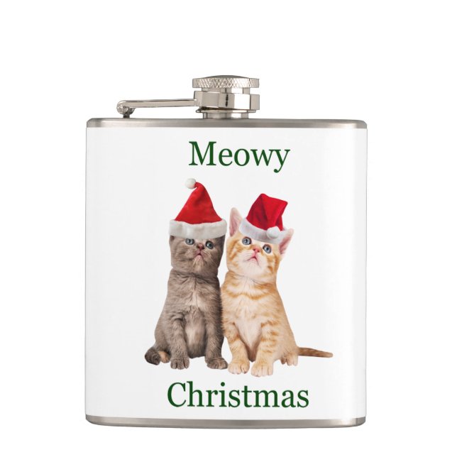 Meowy Christmas Kitten Flask Flachmann (Vorderseite)