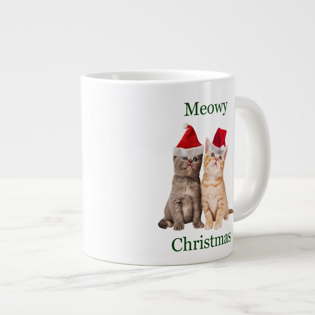 Meowy Christmas Kitten Jumbo Tasse (Vorderseite Rechts)