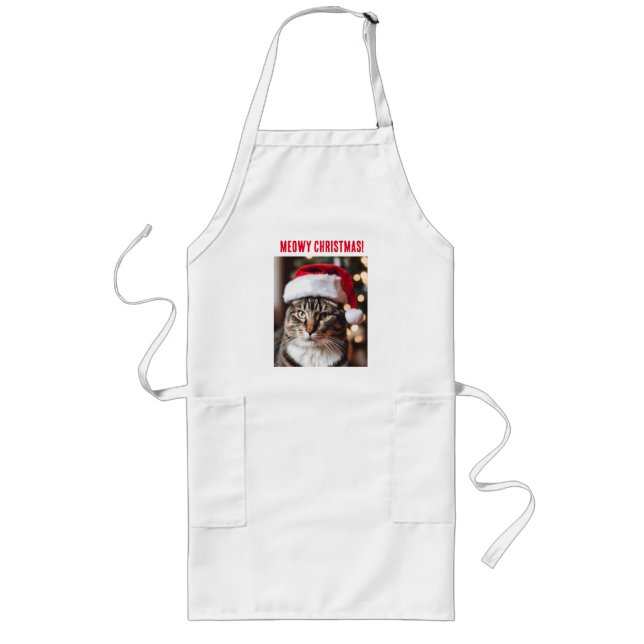 Meowy Christmas! Lange Schürze (Vorne)