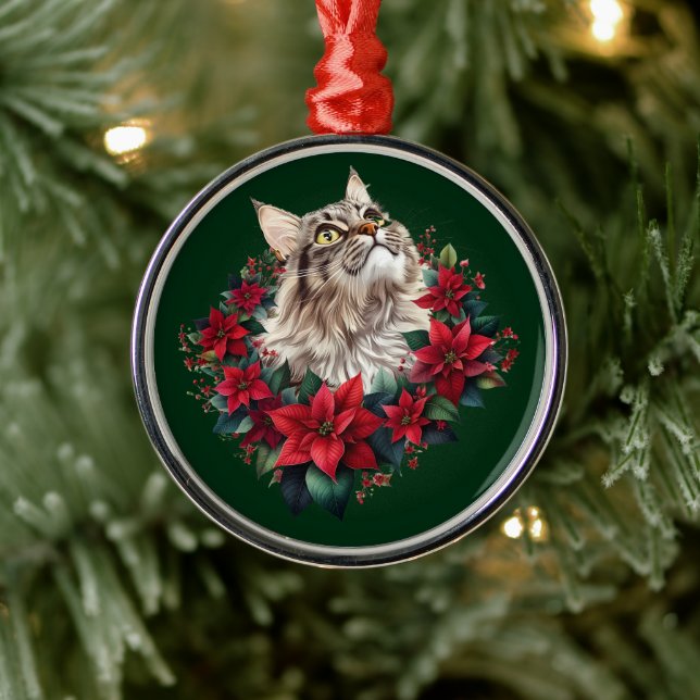 Meowy Christmas Maine Coon Cat  Ornament Aus Metall (Baum)