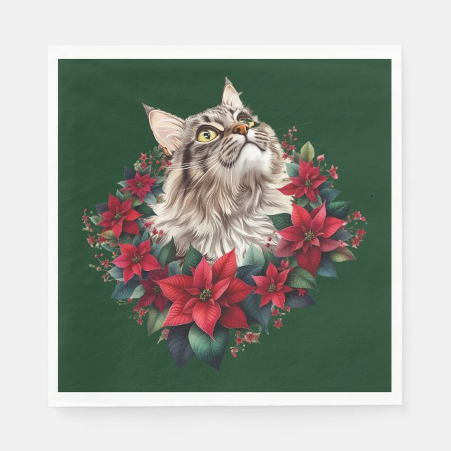 Meowy Christmas Maine Coon Cat  Serviette (Vorderseite)