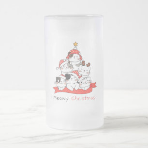 Meowy Christmas Mattiert Glass Bierbraun Tasse