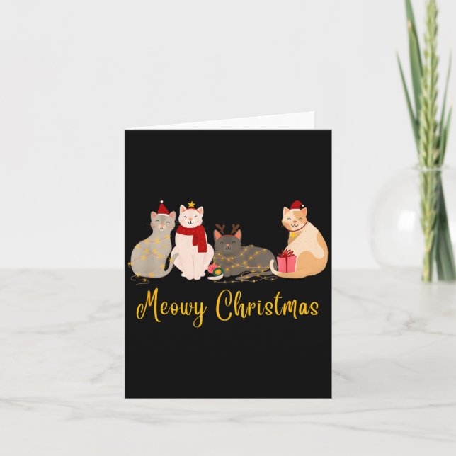 Meowy Christmas - Merry Christmas For Cat Lovers  Karte (Vorderseite)