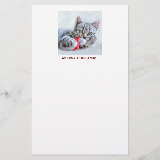 Meowy Christmas Niedlich Gray Tabby Cat Briefpapier (Vorderseite)