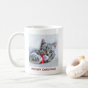Meowy Christmas Niedlich Gray Tabby Cat Kaffeetasse