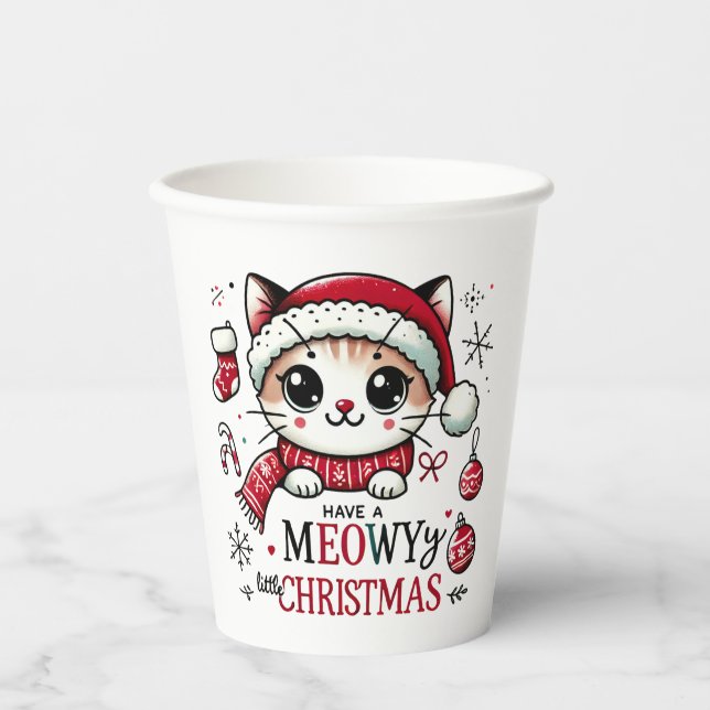 Meowy Christmas Pappbecher (Vorderseite)