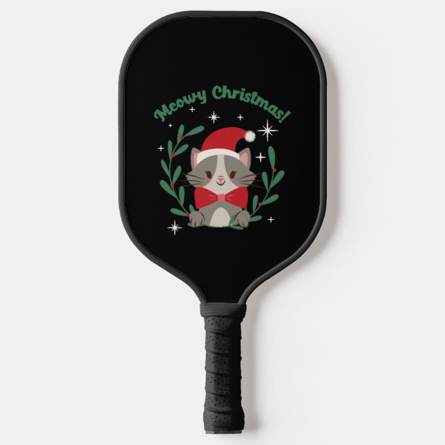 Meowy Christmas Pickleball Schläger (Vorderseite)