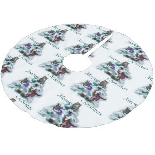 Meowy Christmas Polyester Weihnachtsbaumdecke