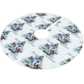 Meowy Christmas Polyester Weihnachtsbaumdecke