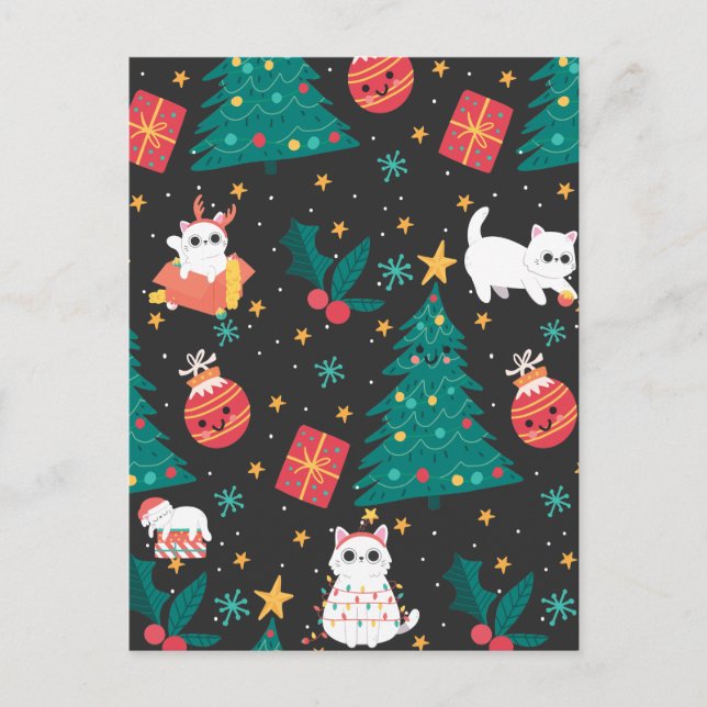 Meowy Christmas Postkarte (Vorderseite)