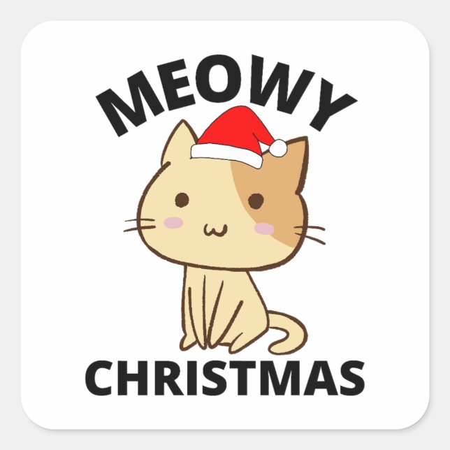 Meowy Christmas Quadratischer Aufkleber (Vorderseite)