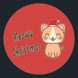 Meowy Christmas Runder Aufkleber<br><div class="desc">Meowy Christmas Classic Round Sticker</div>