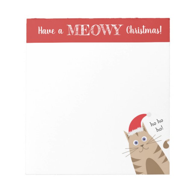 Meowy Christmas santa Cat lustige Katze Notizblock (Vorderseite)