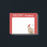 Meowy Christmas santa Cat lustigen Cartoon kitty Post-it Klebezettel<br><div class="desc">Cartoon Santa Cat wünscht rote meowy Weihnachten. Neues Jahr niedlich lustiges Kitten Sprichwort ho ho ho ho ho!</div>