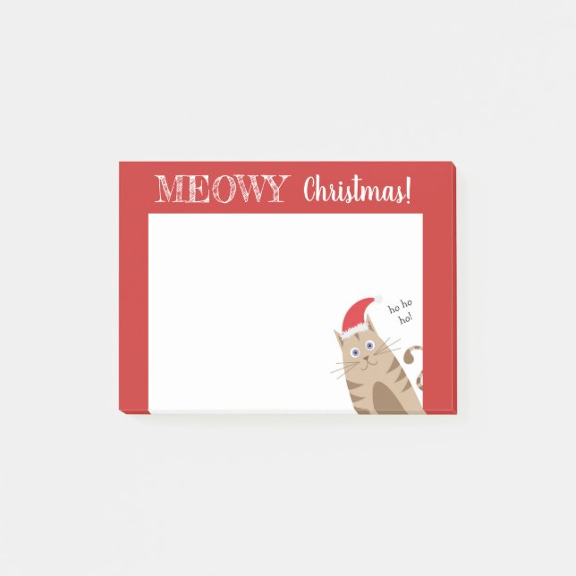 Meowy Christmas santa Cat lustigen Cartoon kitty Post-it Klebezettel (Vorderseite)